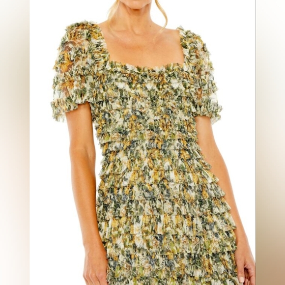 Mac Duggal 8232 Square Neckline Ruffle Dress - Picture 3 of 4